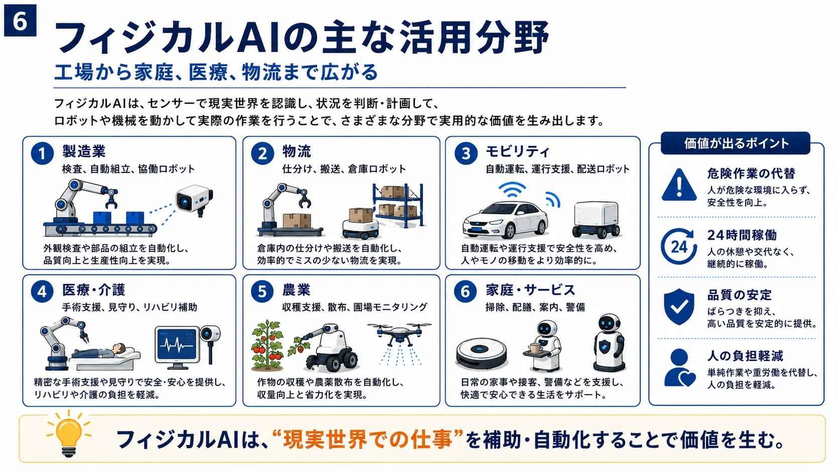 フィジカルAIの主な活用分野