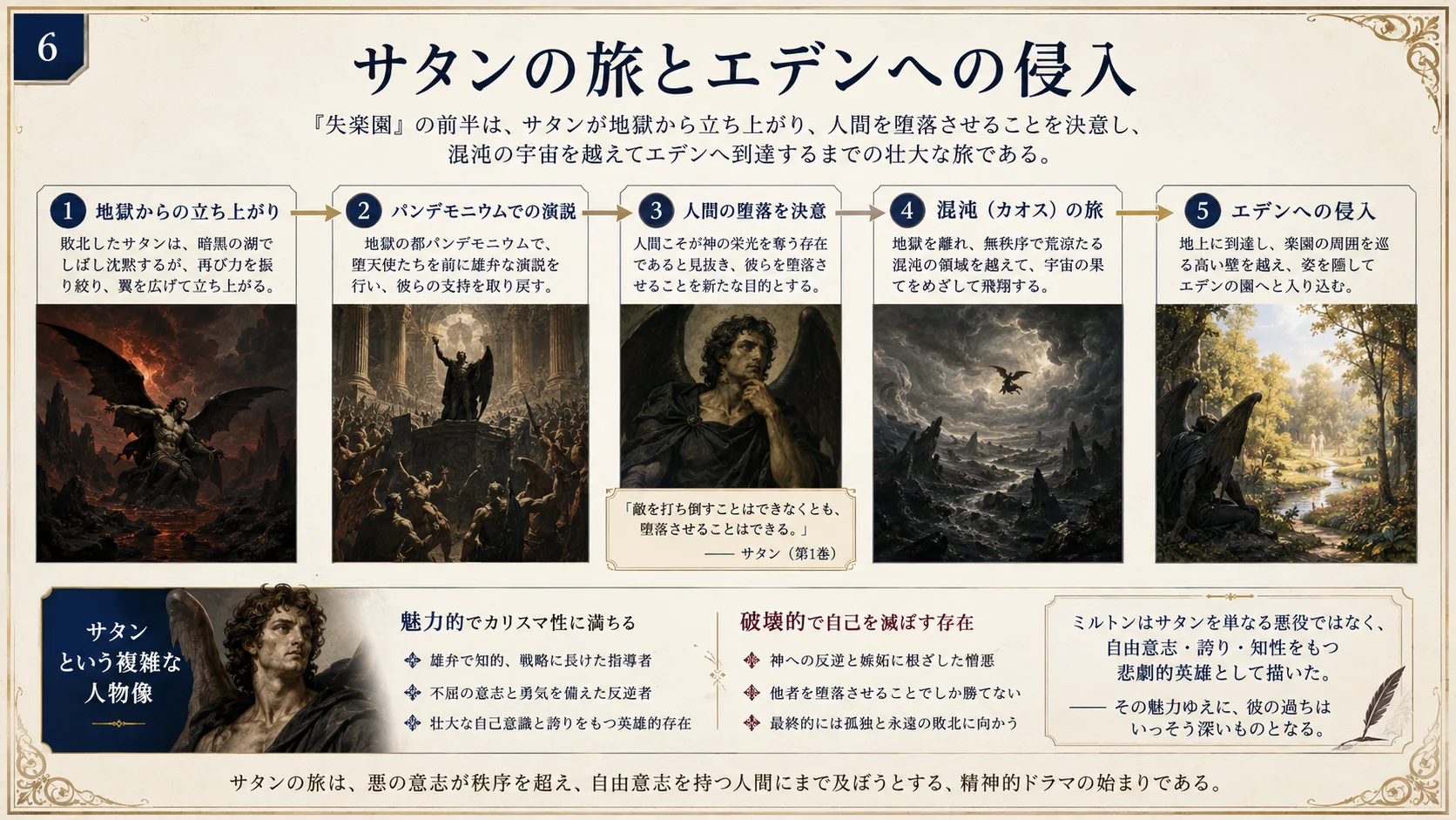 サタンの旅とエデンへの侵入