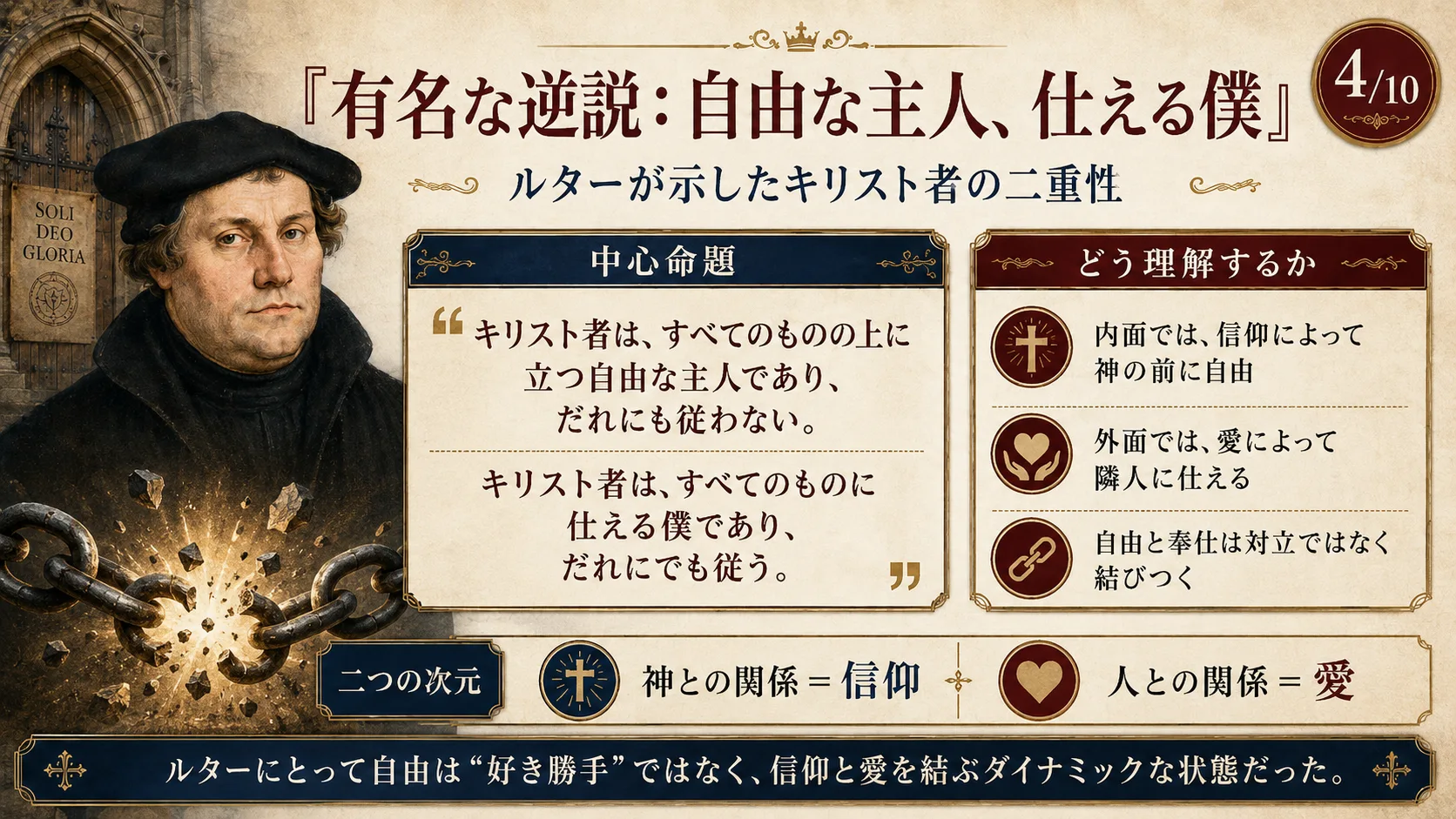 有名な逆説：自由な主人、仕える僕