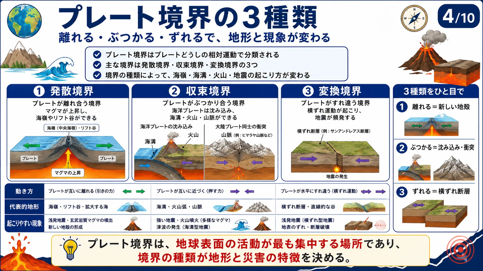 プレートの境界の種類