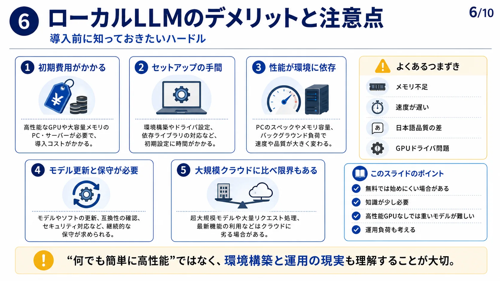 ローカルLLMのデメリットと注意点