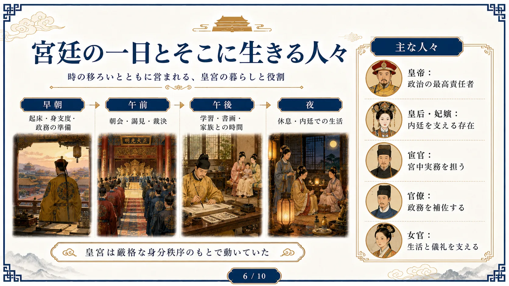 宮廷の一日とそこに生きる人々