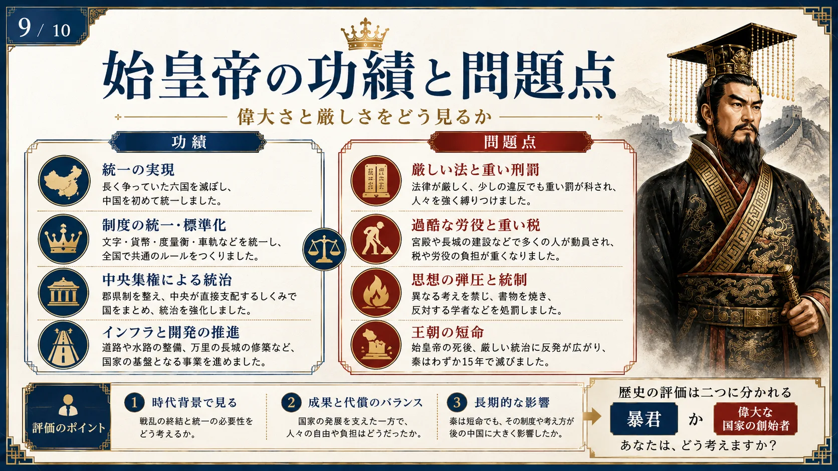 始皇帝の功績と問題点