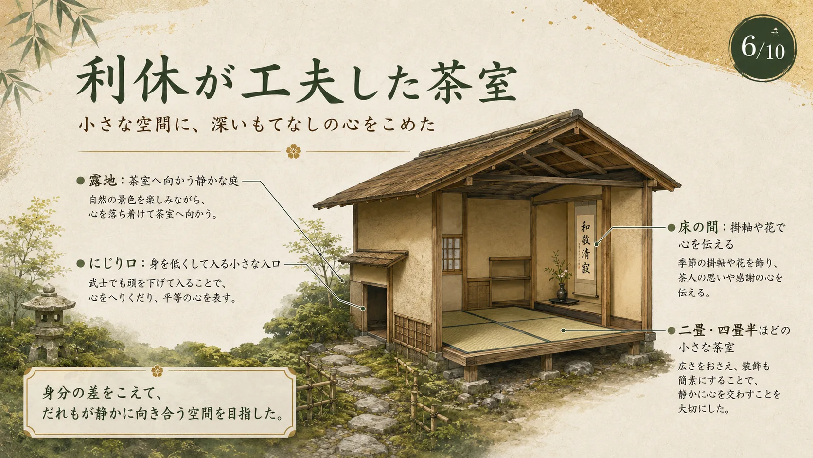 利休が工夫した茶室