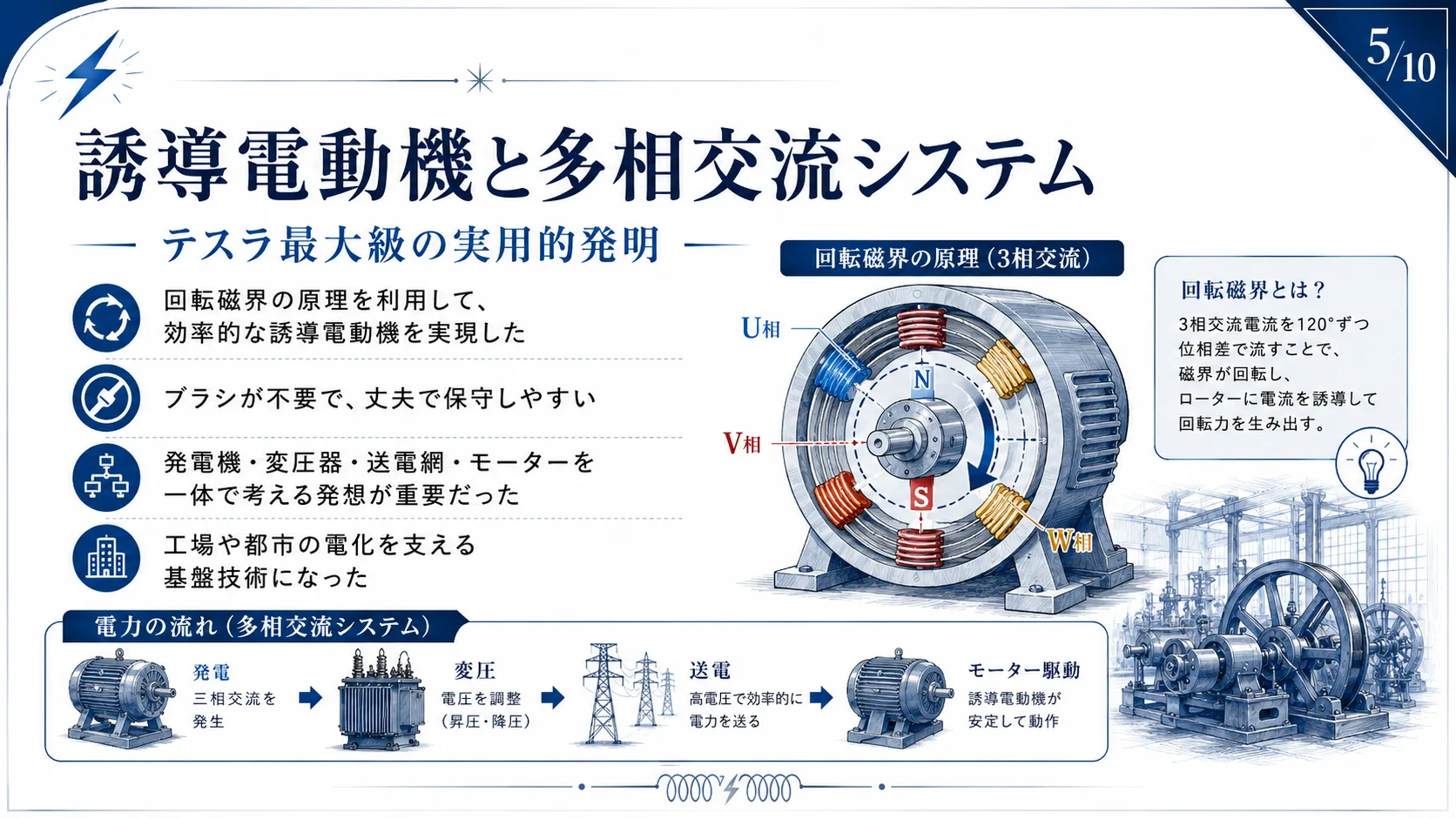 誘導電動機と多相交流システム
