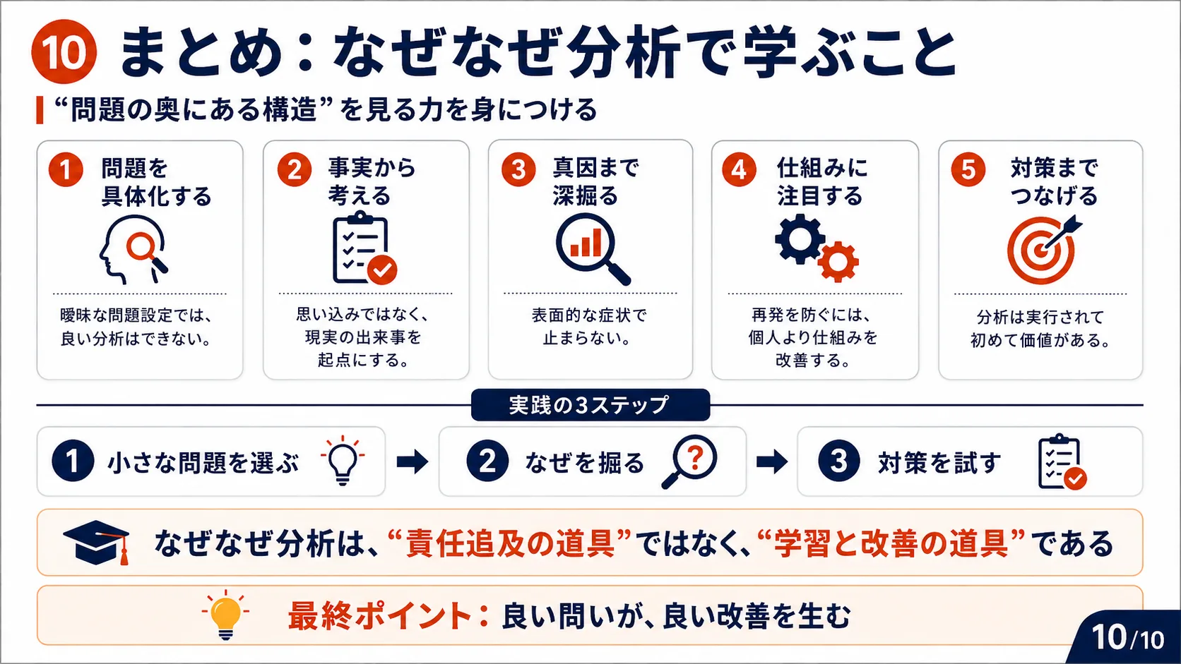 まとめ：なぜなぜ分析で学ぶこと