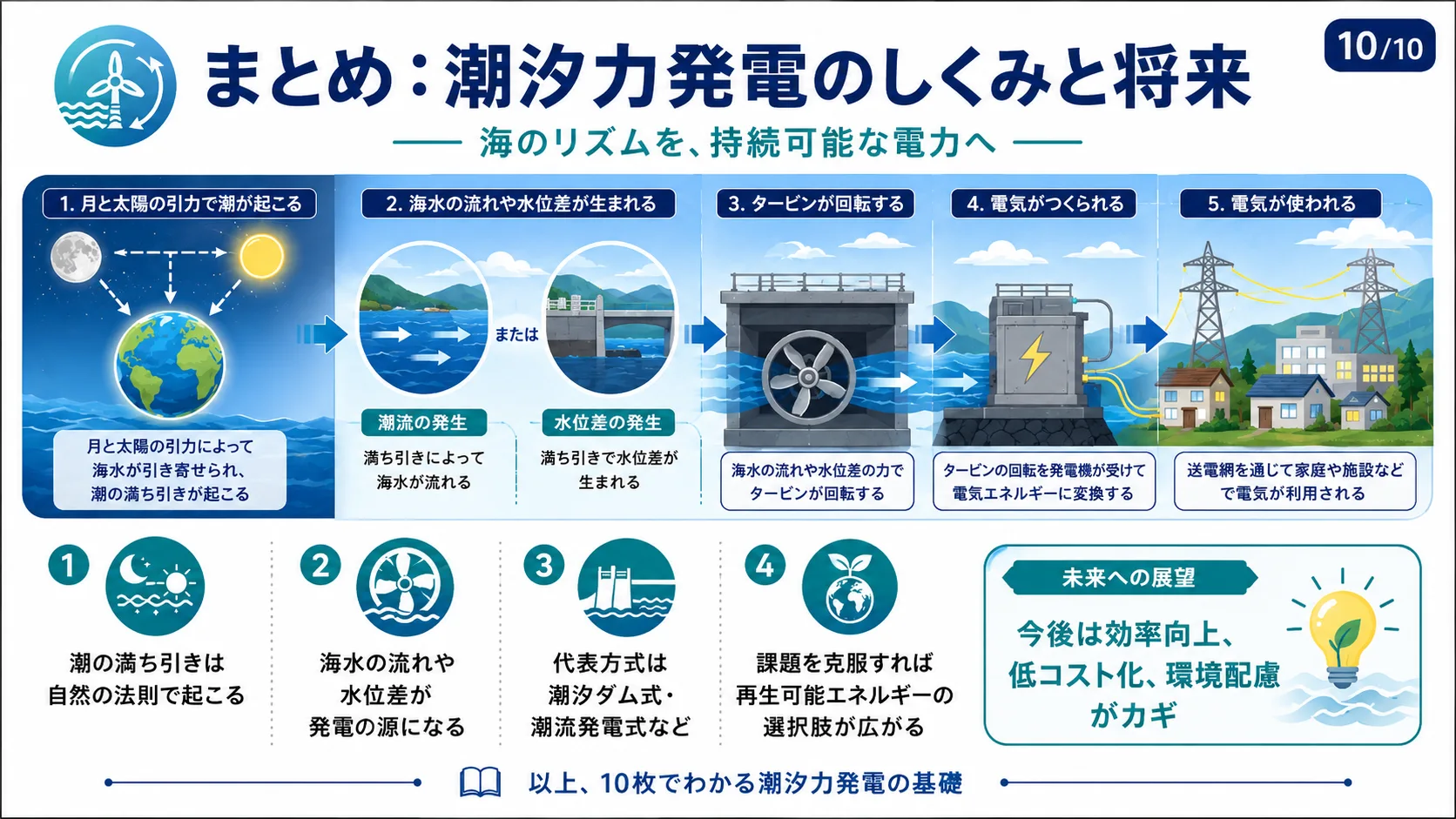 まとめ：潮汐力発電のしくみと将来