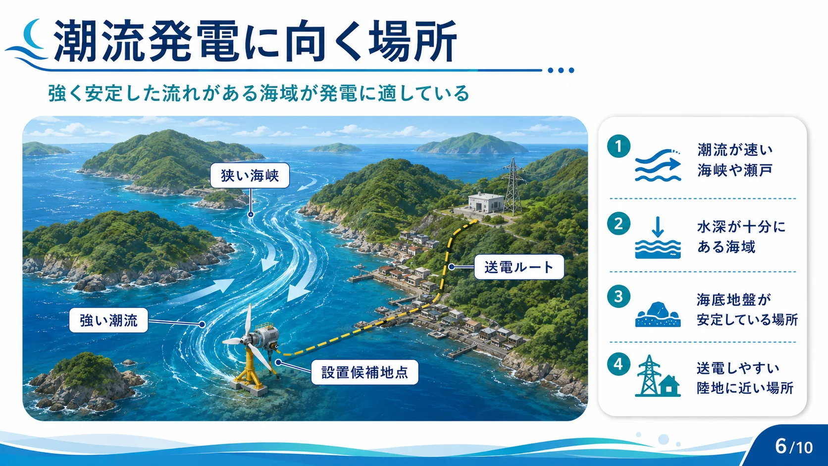 潮流発電に向く場所