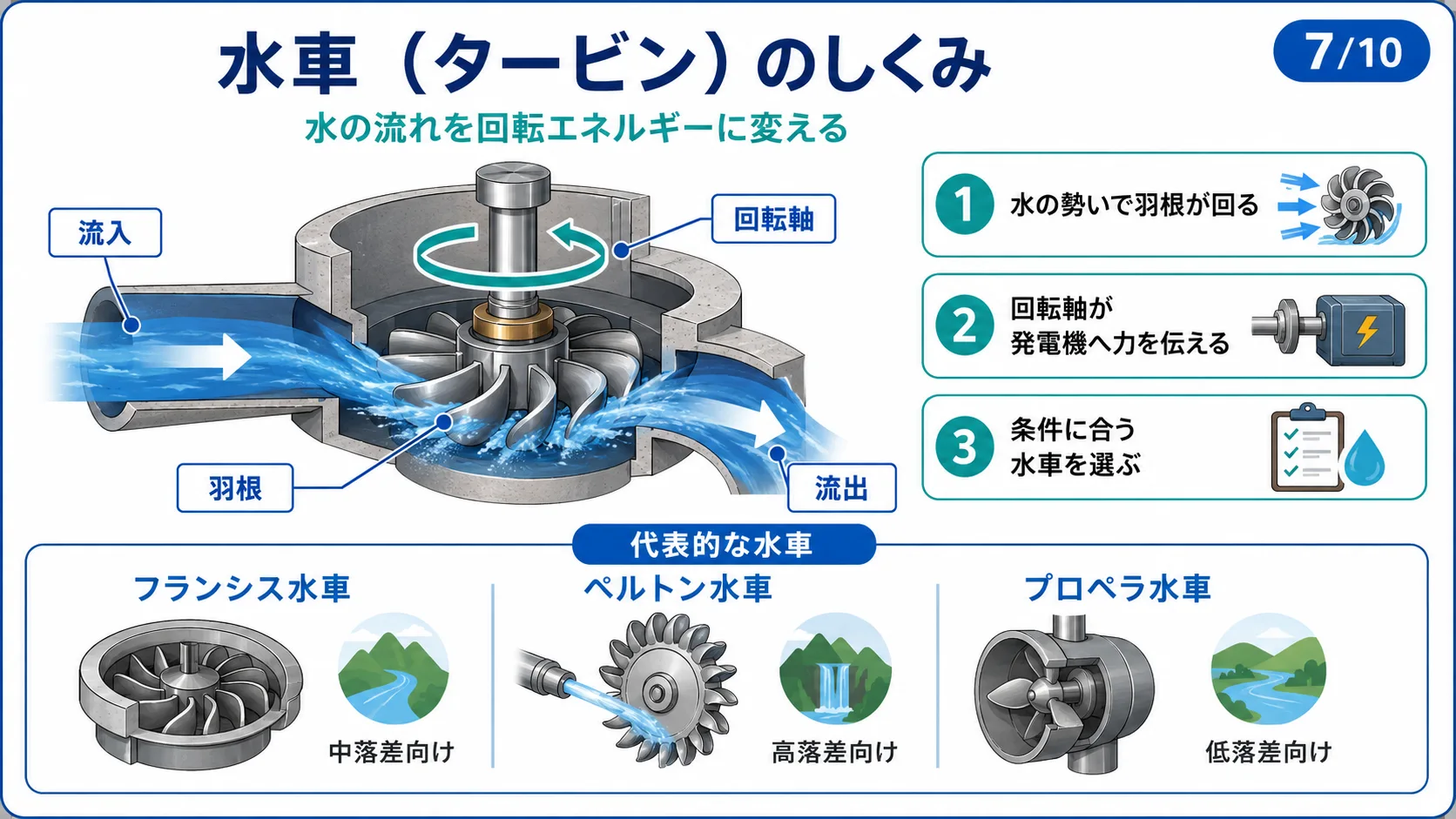 水車（タービン）のしくみ