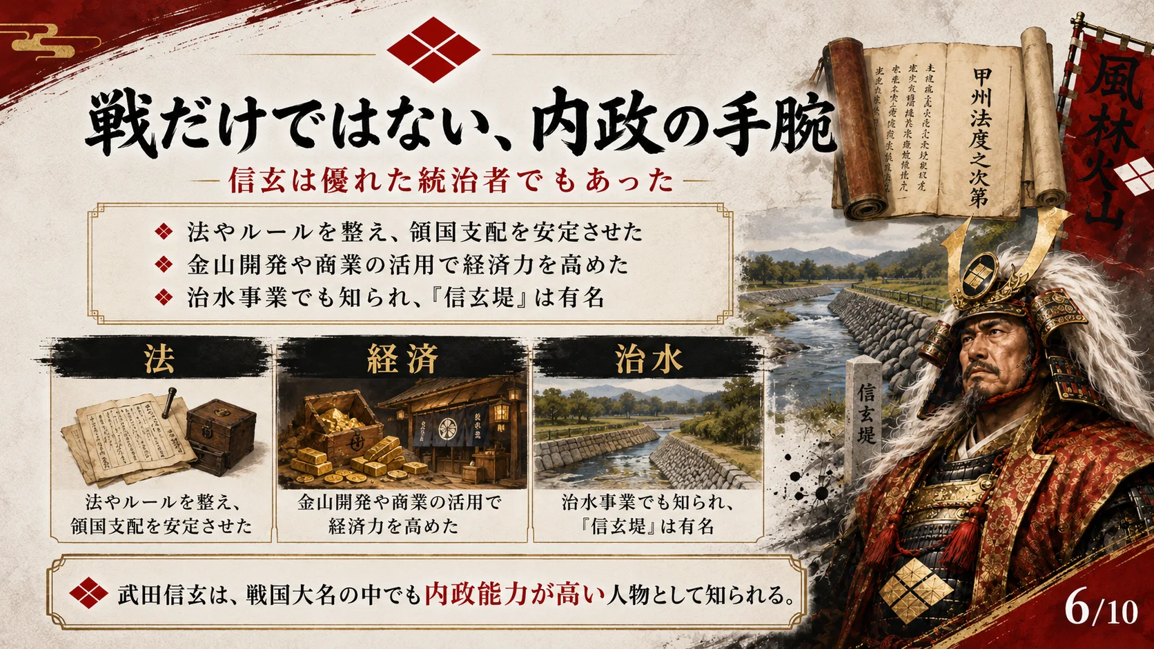 戦だけではない、内政の手腕