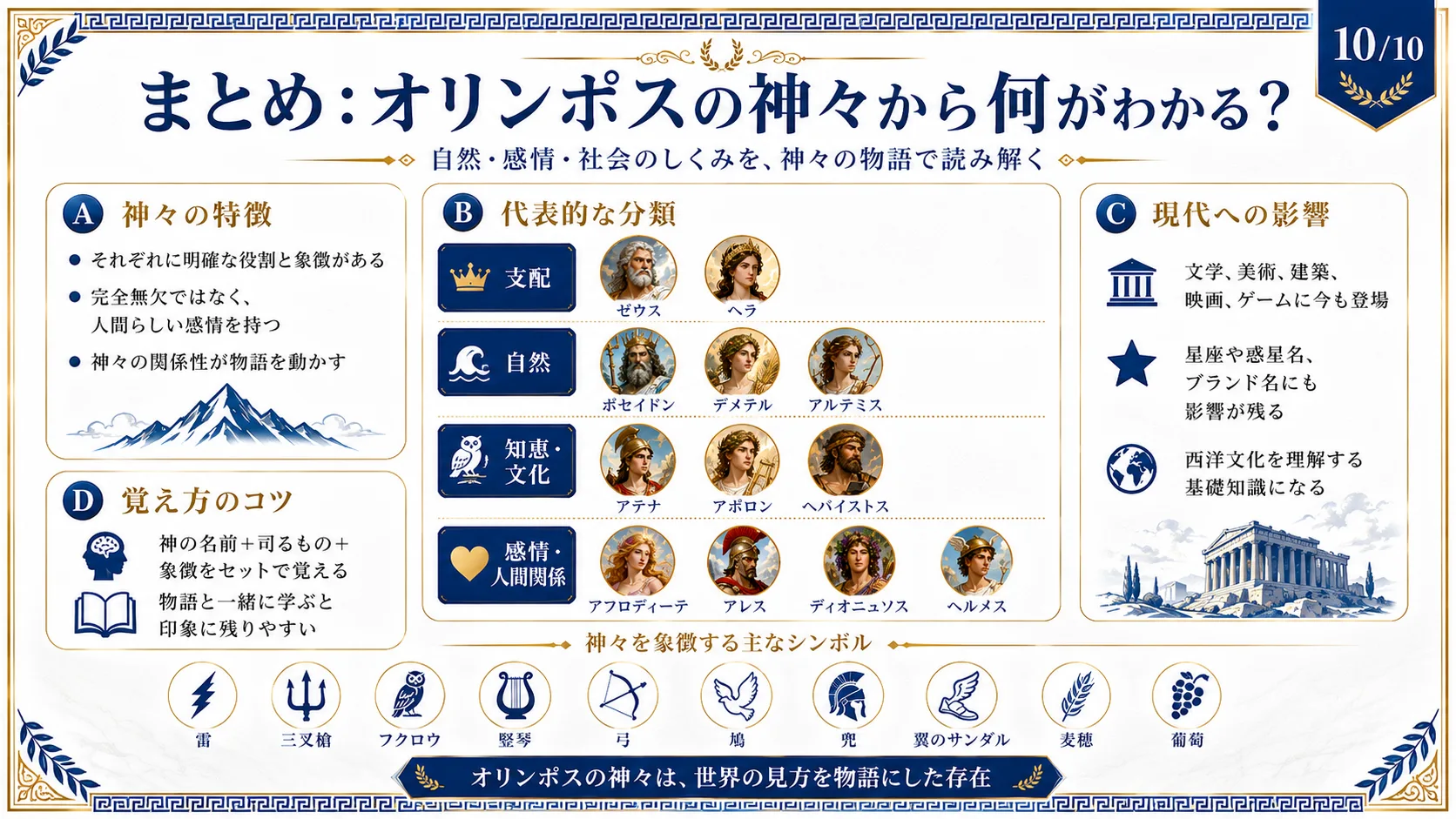 まとめ：オリンポスの神々から何がわかる？