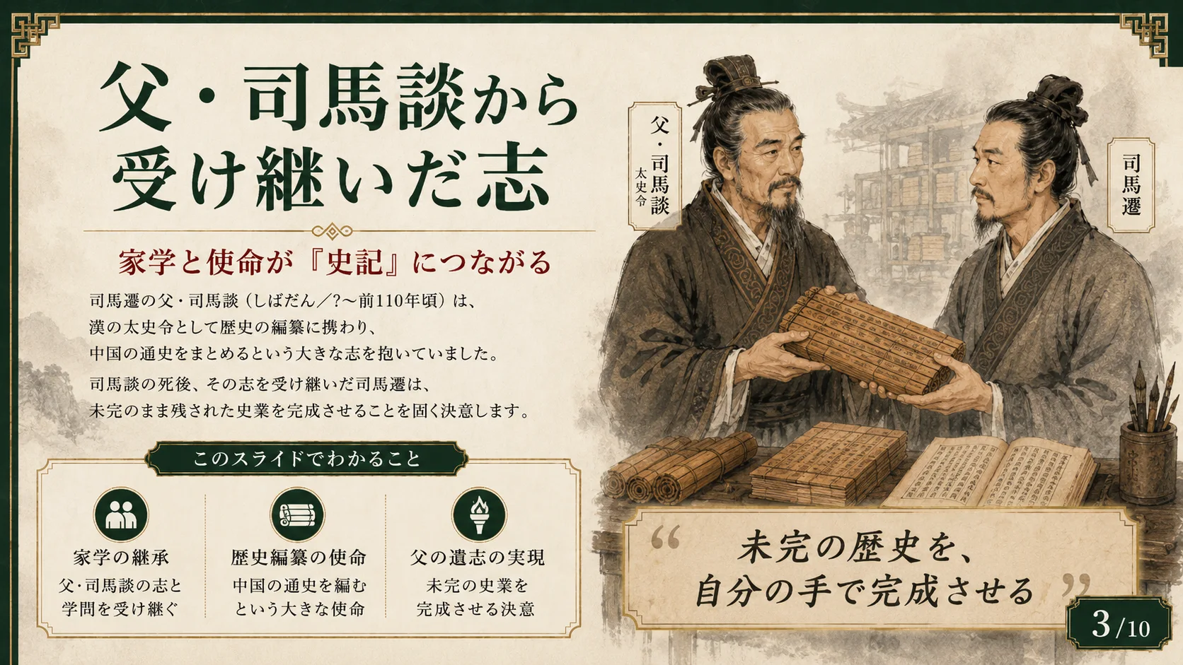 父・司馬談から受け継いだ志