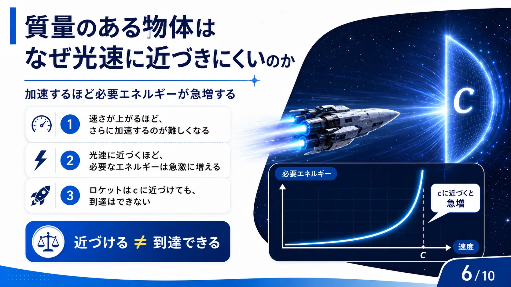 質量のある物体はなぜ光速に近づきにくいのか