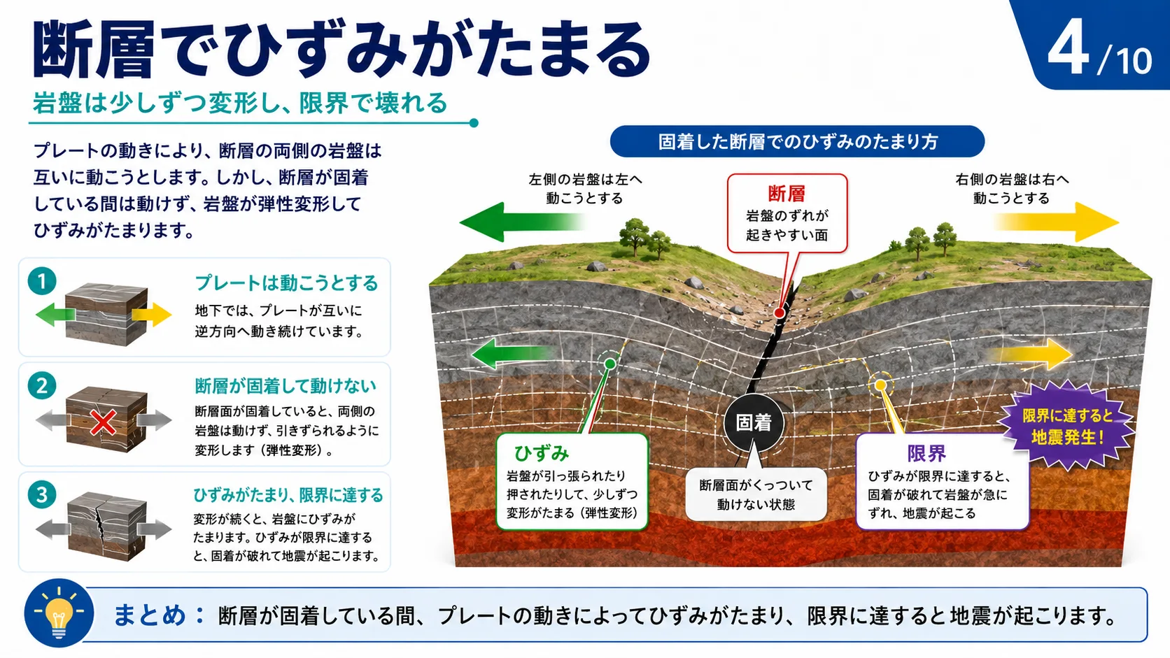 断層でひずみがたまる