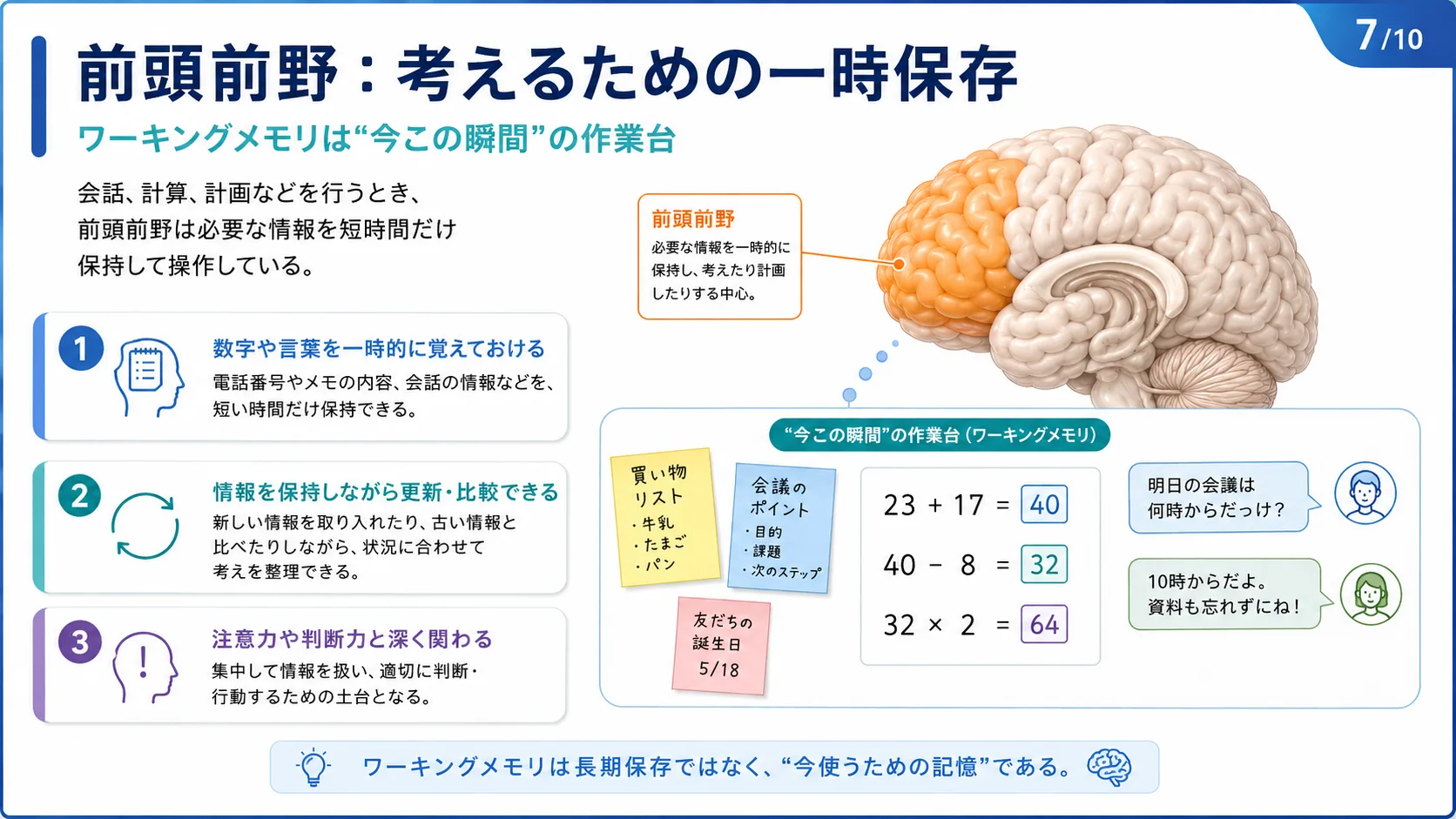 前頭前野：考えるための一時保存