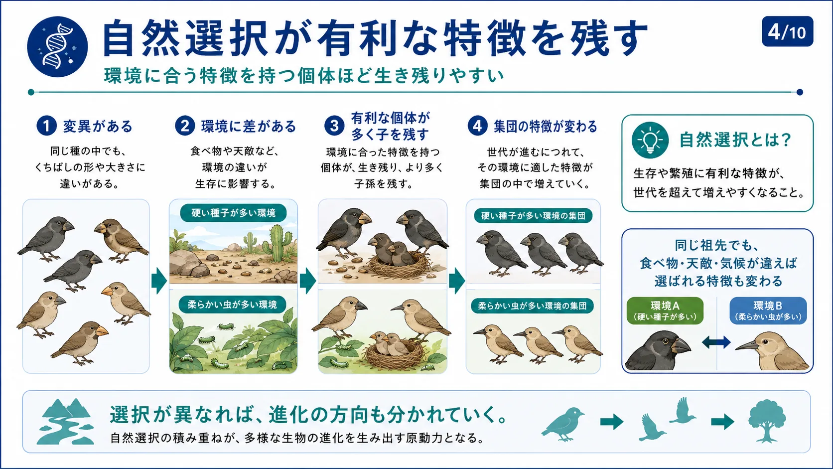 自然選択が有利な特徴を残す