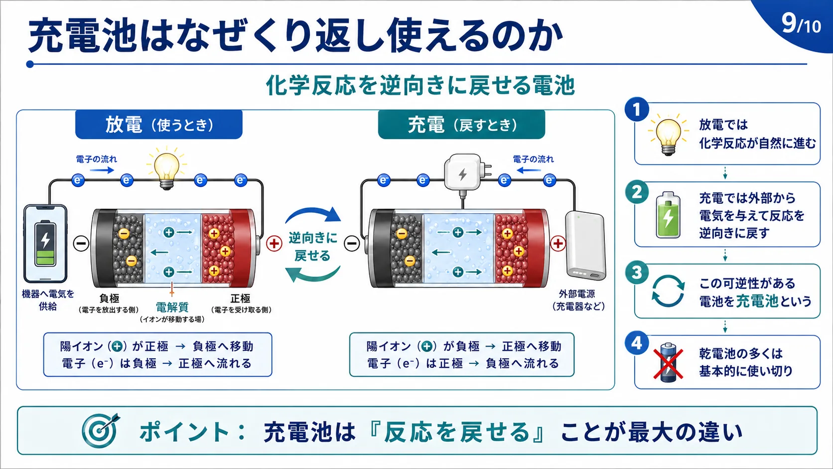 充電池はなぜくり返し使えるのか