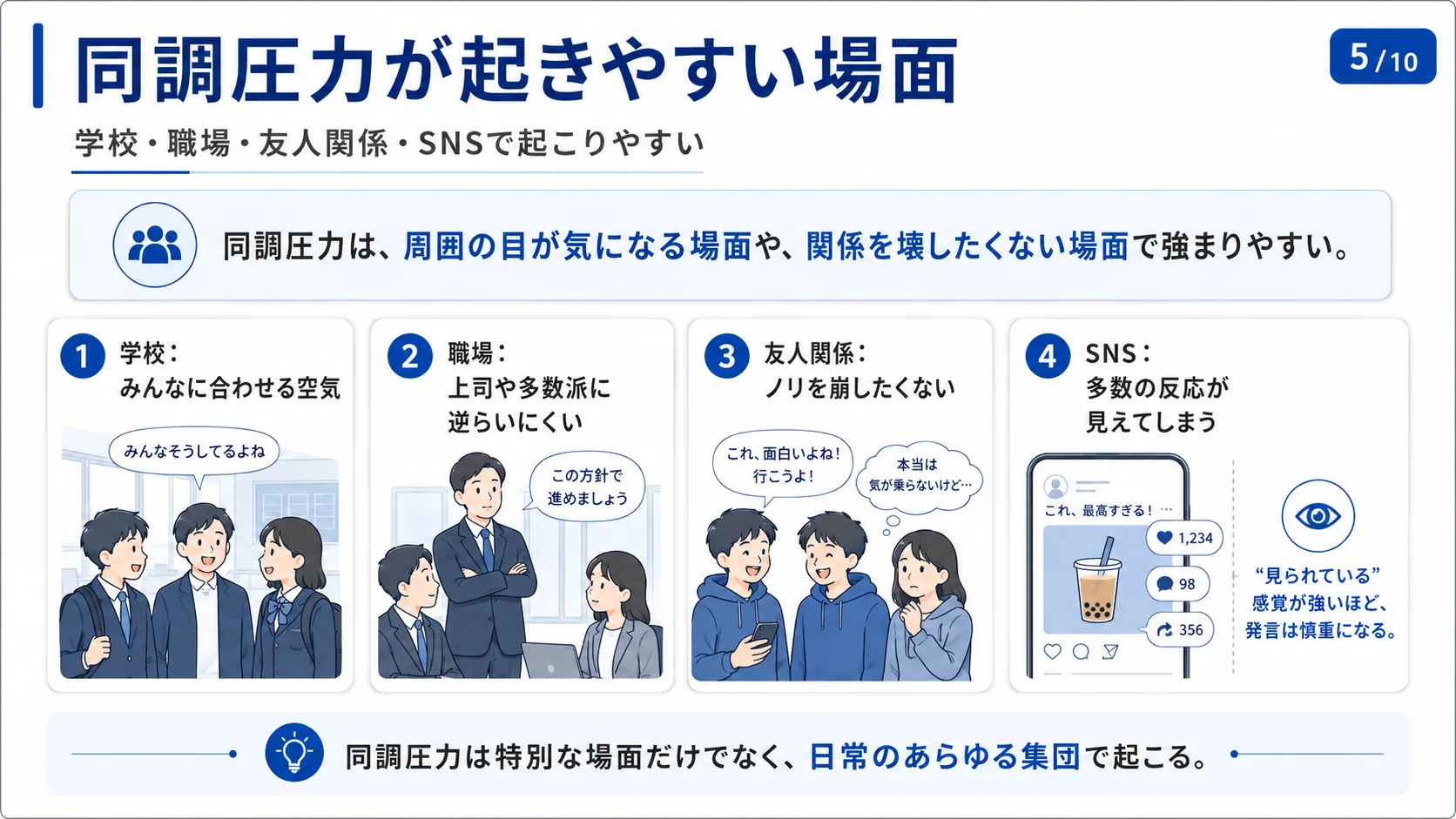 同調圧力が起きやすい場面