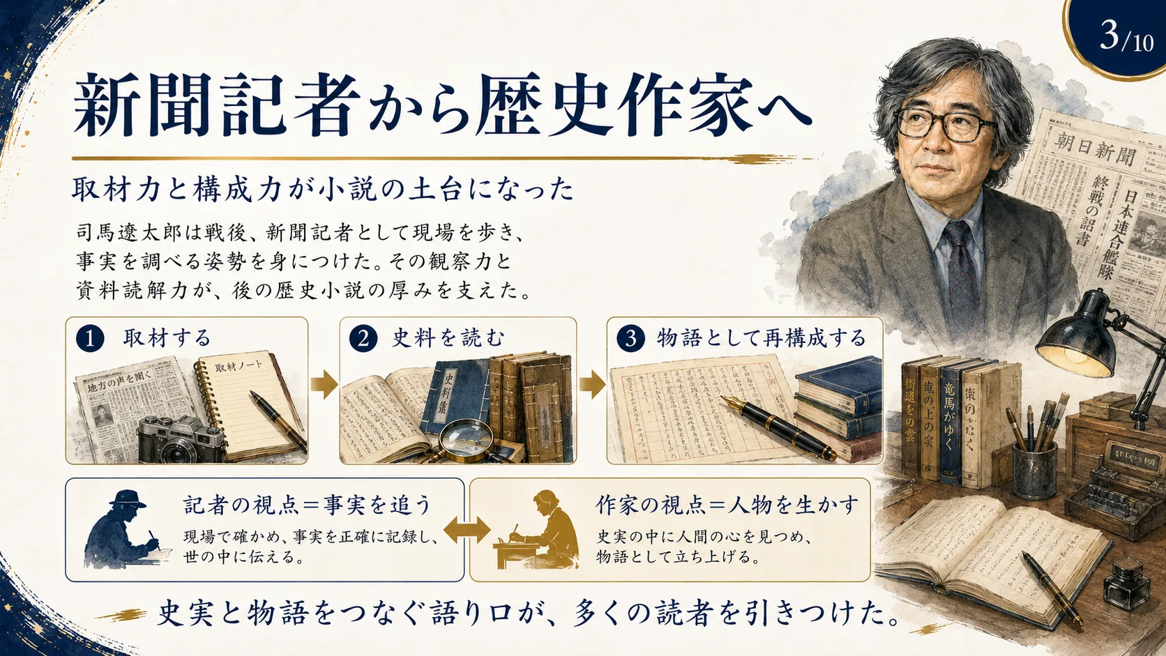 新聞記者から歴史作家へ