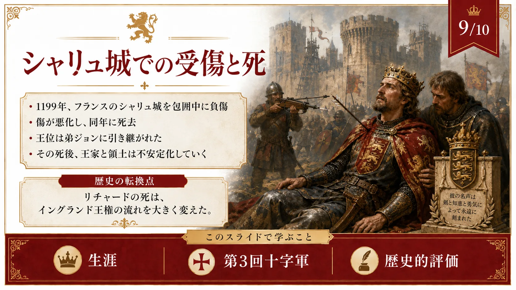 シャリュ城での受傷と死