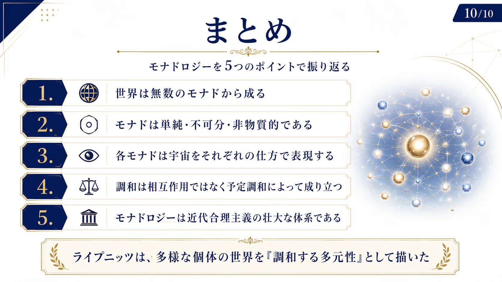 まとめ — モナドロジーを5つのポイントで振り返る
