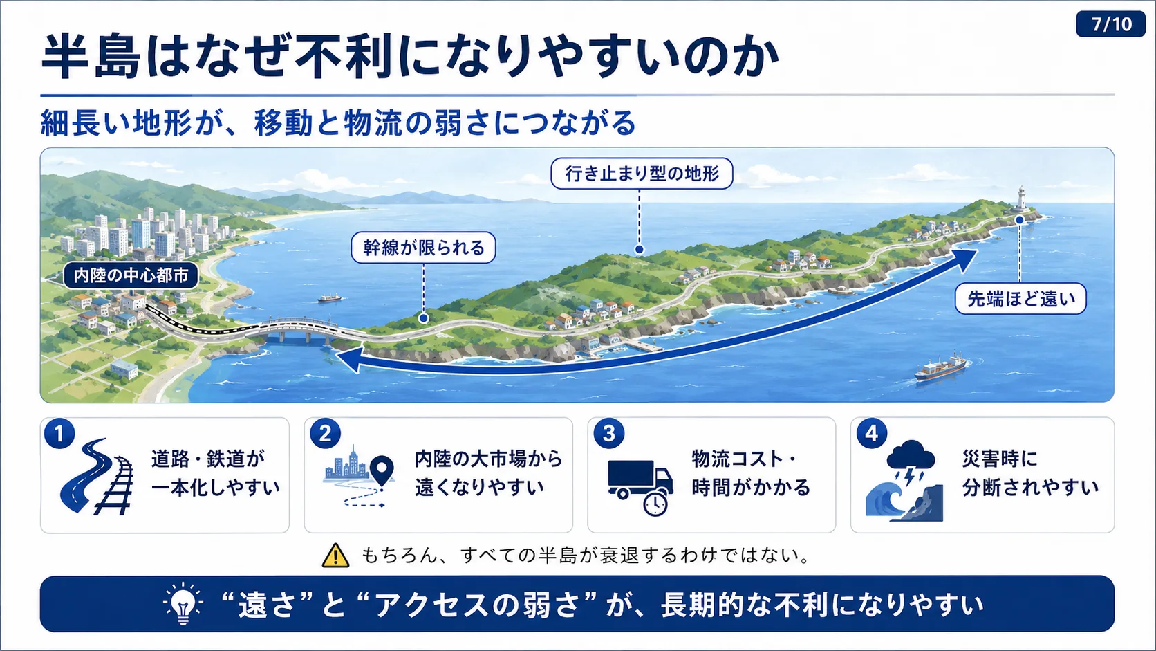 半島はなぜ不利になりやすいのか