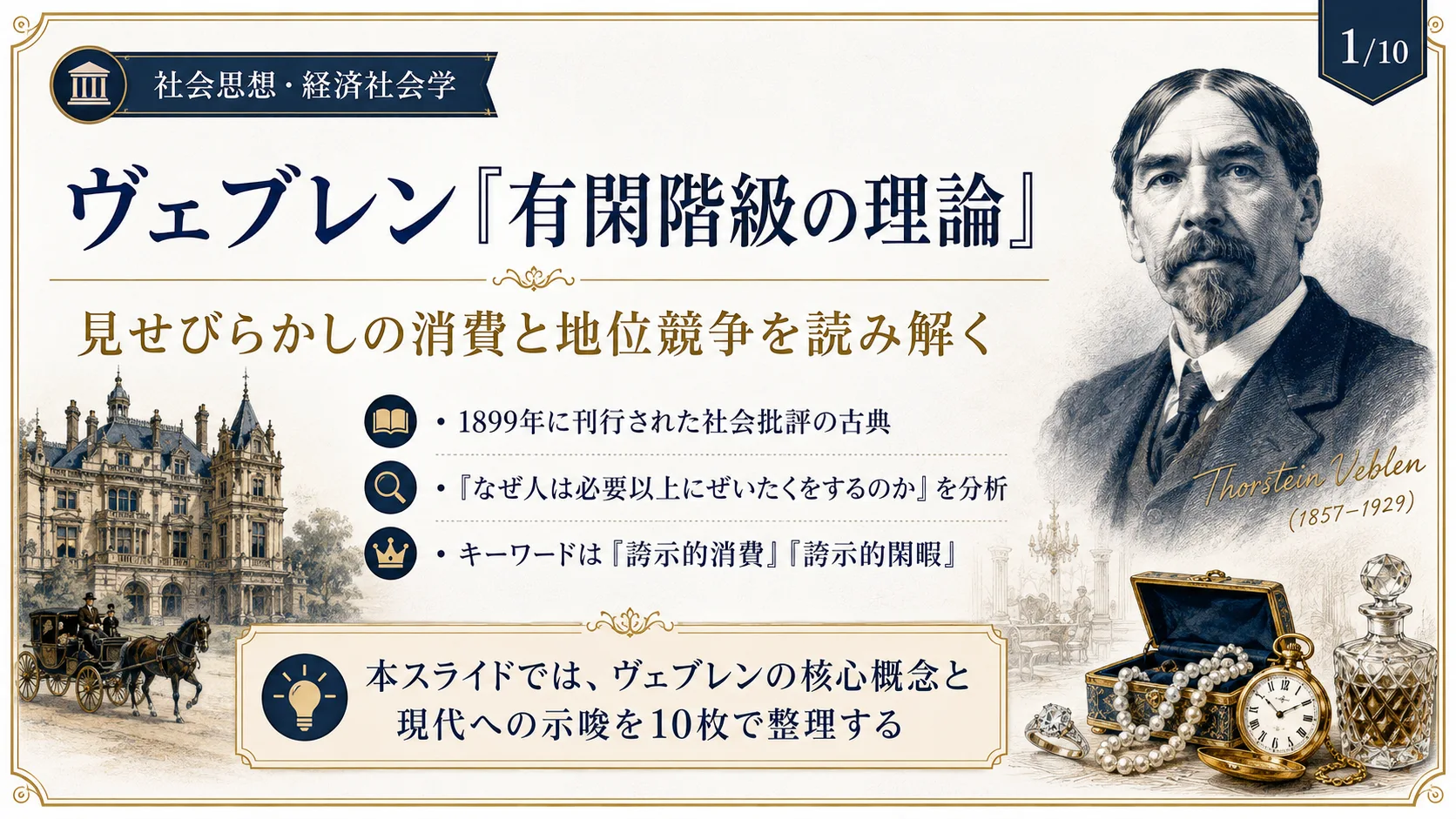 有閑階級の理論（ソースタイン・ヴェブレン）の図解スライド